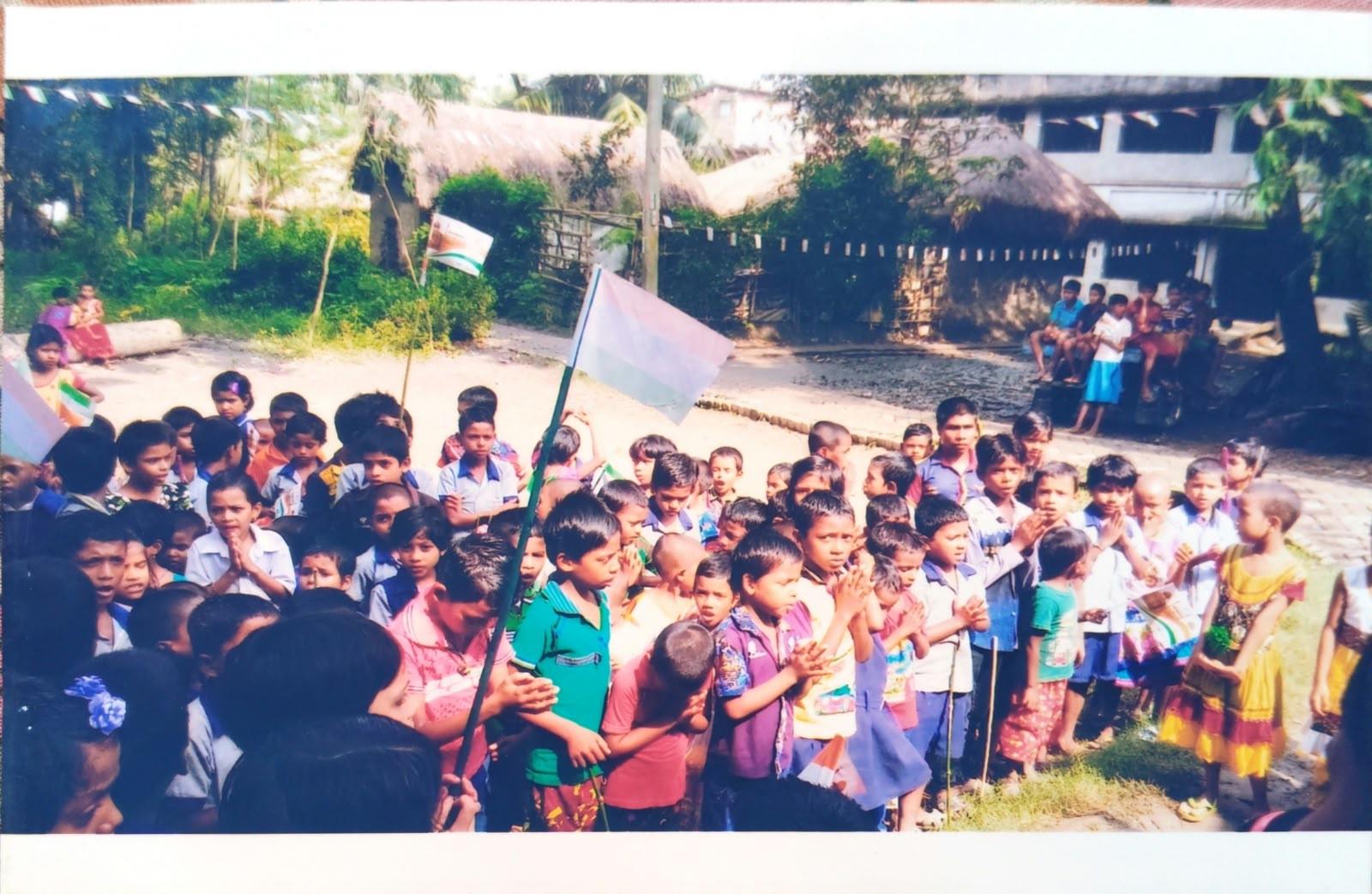 Morning prayer and flag gathering at non-formal school