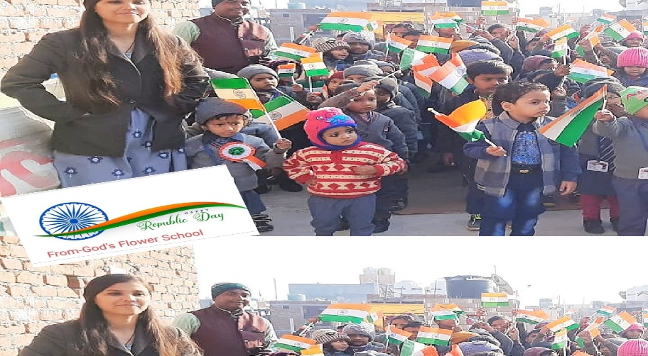 Republic Day celebration with national tricolour flags